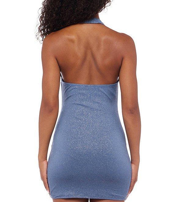 B. Darlin Glitter Knit Halter Cowl Neck Bodycon Dress Product Image
