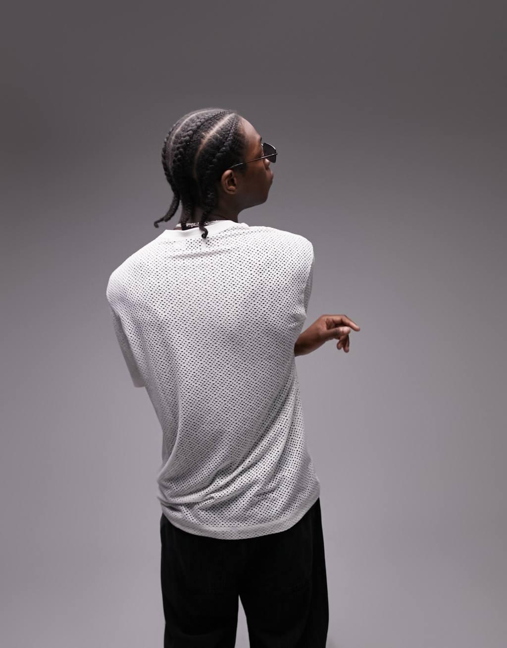 Topman oversized geo mesh t-shirt Product Image