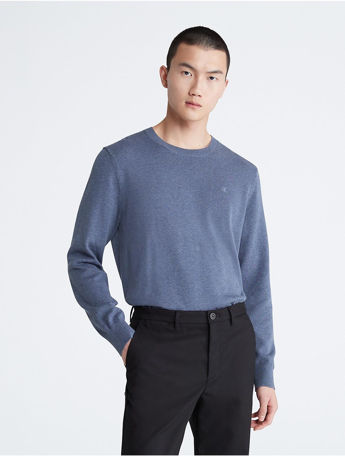 Calvin Klein Men's Smooth Cotton Sweater - Grey - XL Product Image