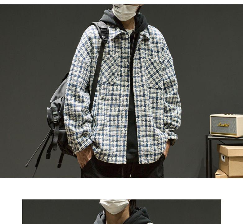 Plaid Button-Up Shirt Jacket Product Image