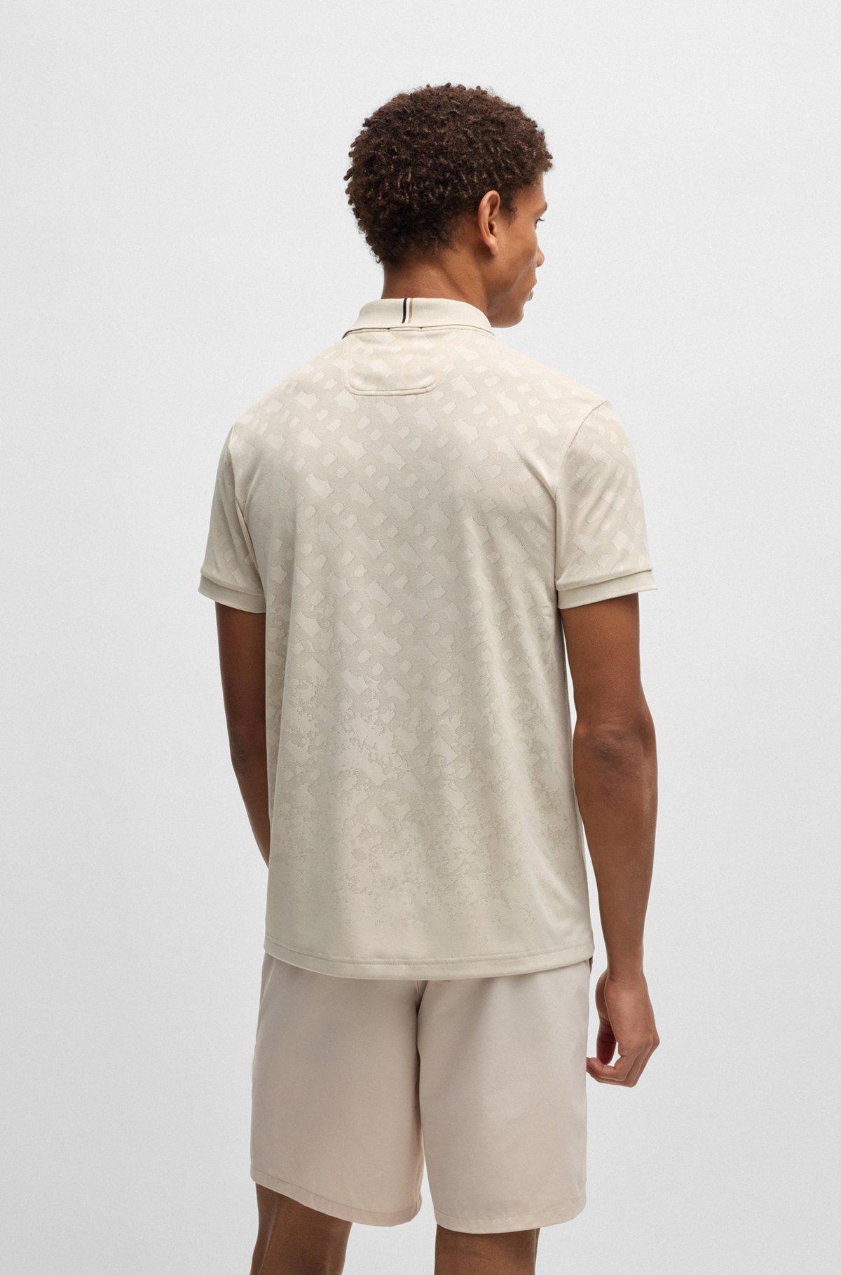 Active quick-dry polo shirt with gradient monogram jacquard Product Image