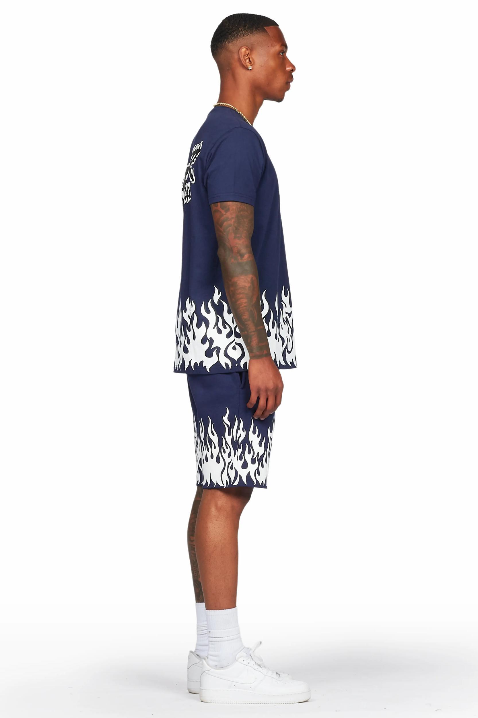 Bubble Navy T-Shirt/Short Set Male Product Image