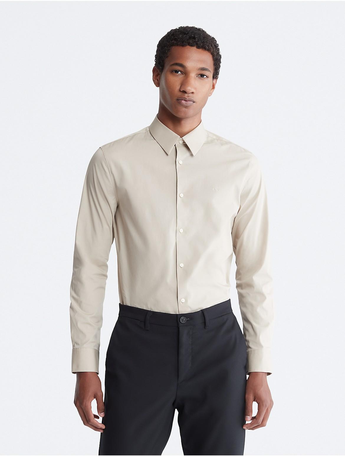 Calvin Klein Men's Slim Stretch Shirt - Blue - L Product Image