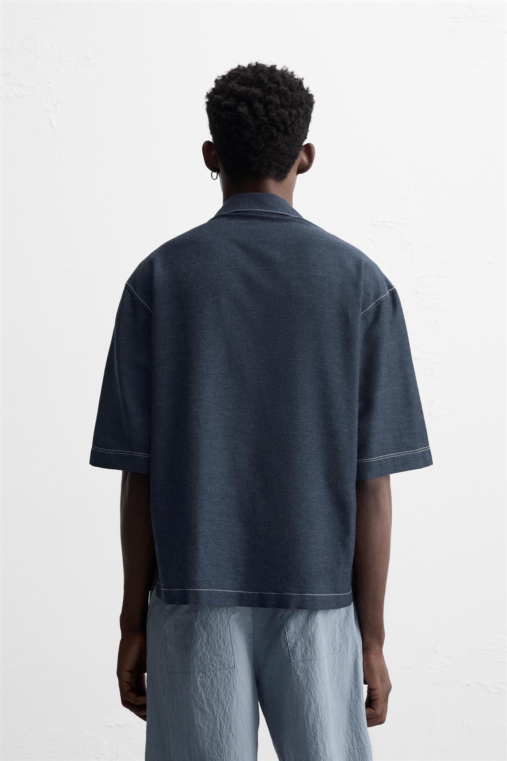 CONTRAST TOPSTITCHED SHIRT Product Image
