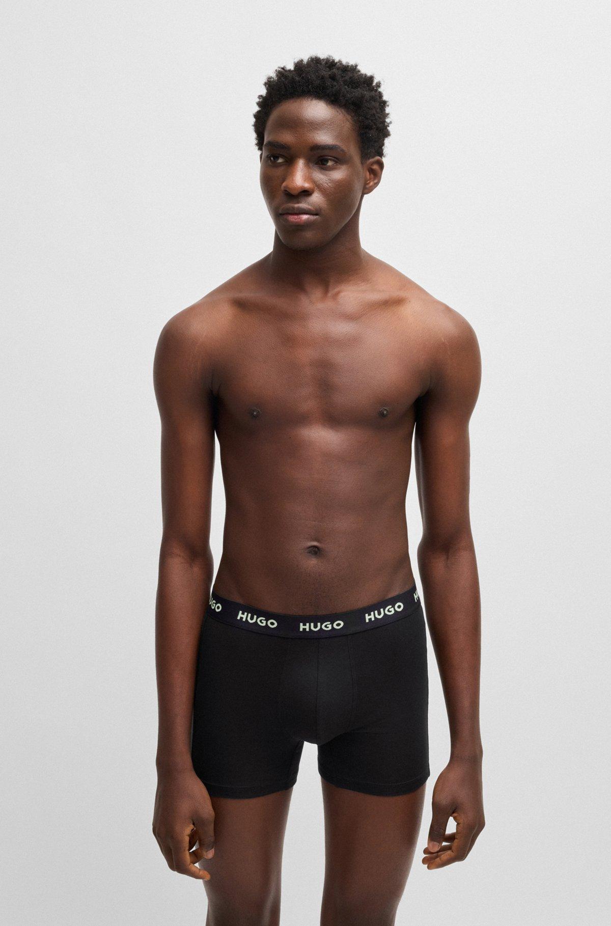 Three-pack of stretch-cotton boxer briefs with logos Product Image