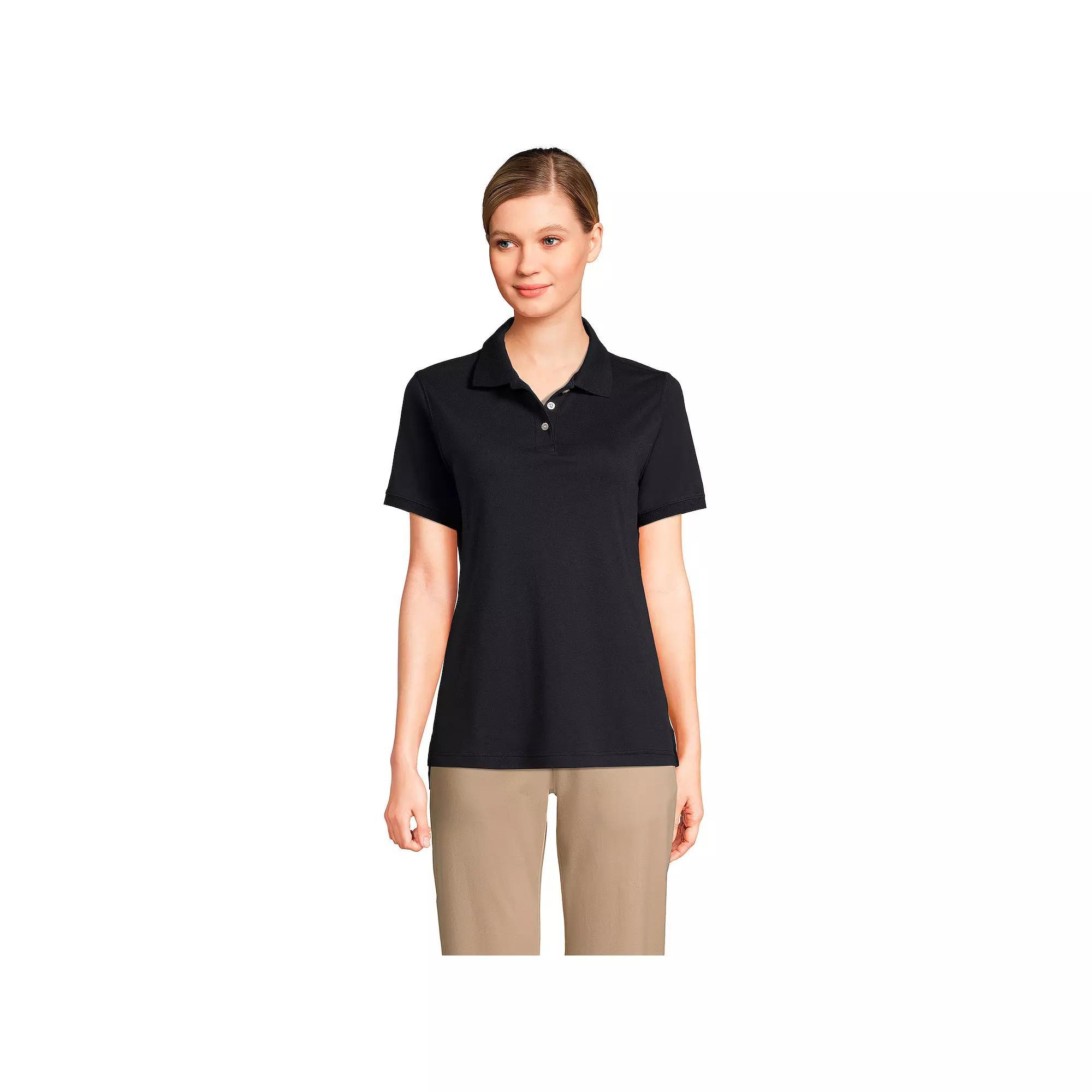 Women's Tall Lands' End School Uniform Short Sleeve Interlock Polo, Size: Small Tall, Blue Product Image