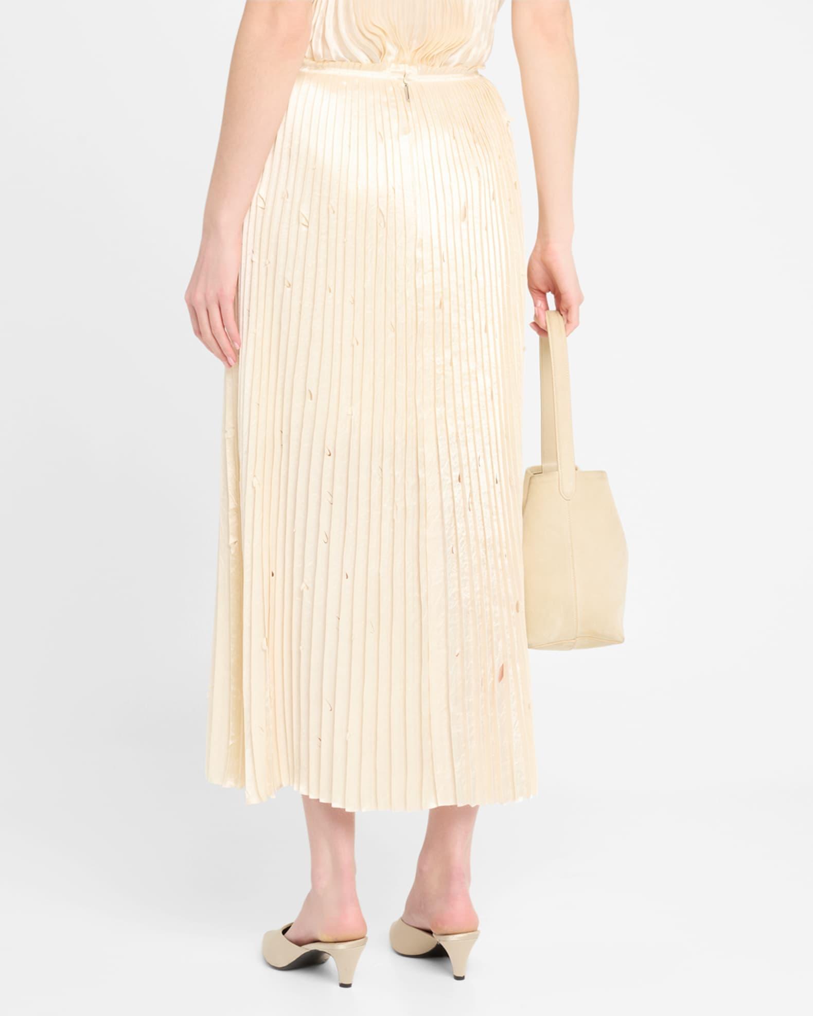 Pleated Crinkle Satin High-Low Skirt Product Image