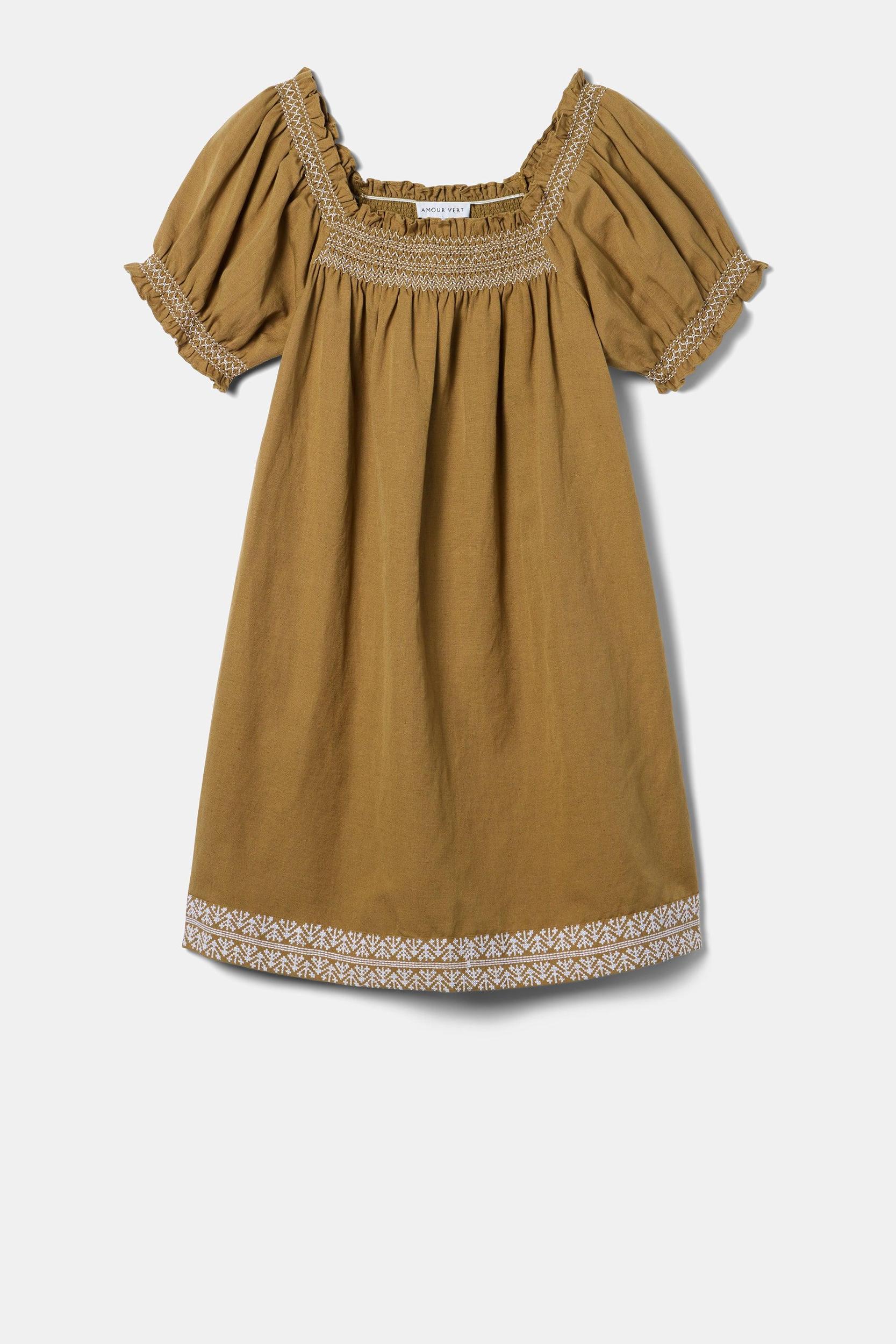 Smocked Embroidery Dress - Elm White Embroidery Product Image