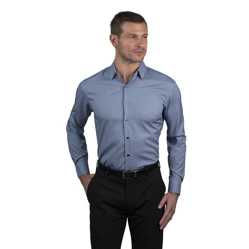 Men's Nautica Wrinkle Free Performance Slim-Fit Dress Shirt, Size: Large-32/33, Blue Sailboats Product Image