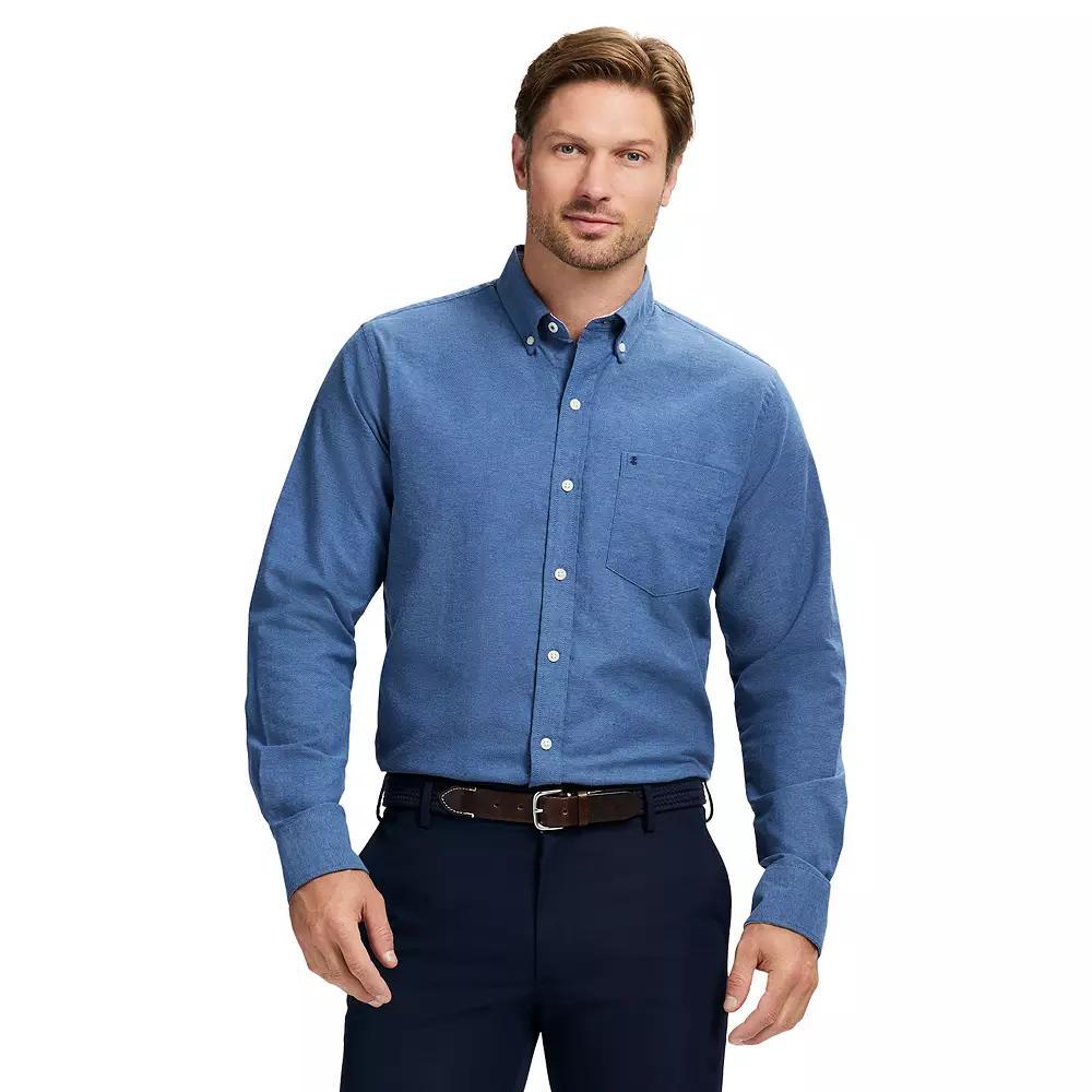 Men's IZOD Oxford Woven Long Sleeve Button-Down Shirt, Size: XXL, Medieval Blue Solid Product Image