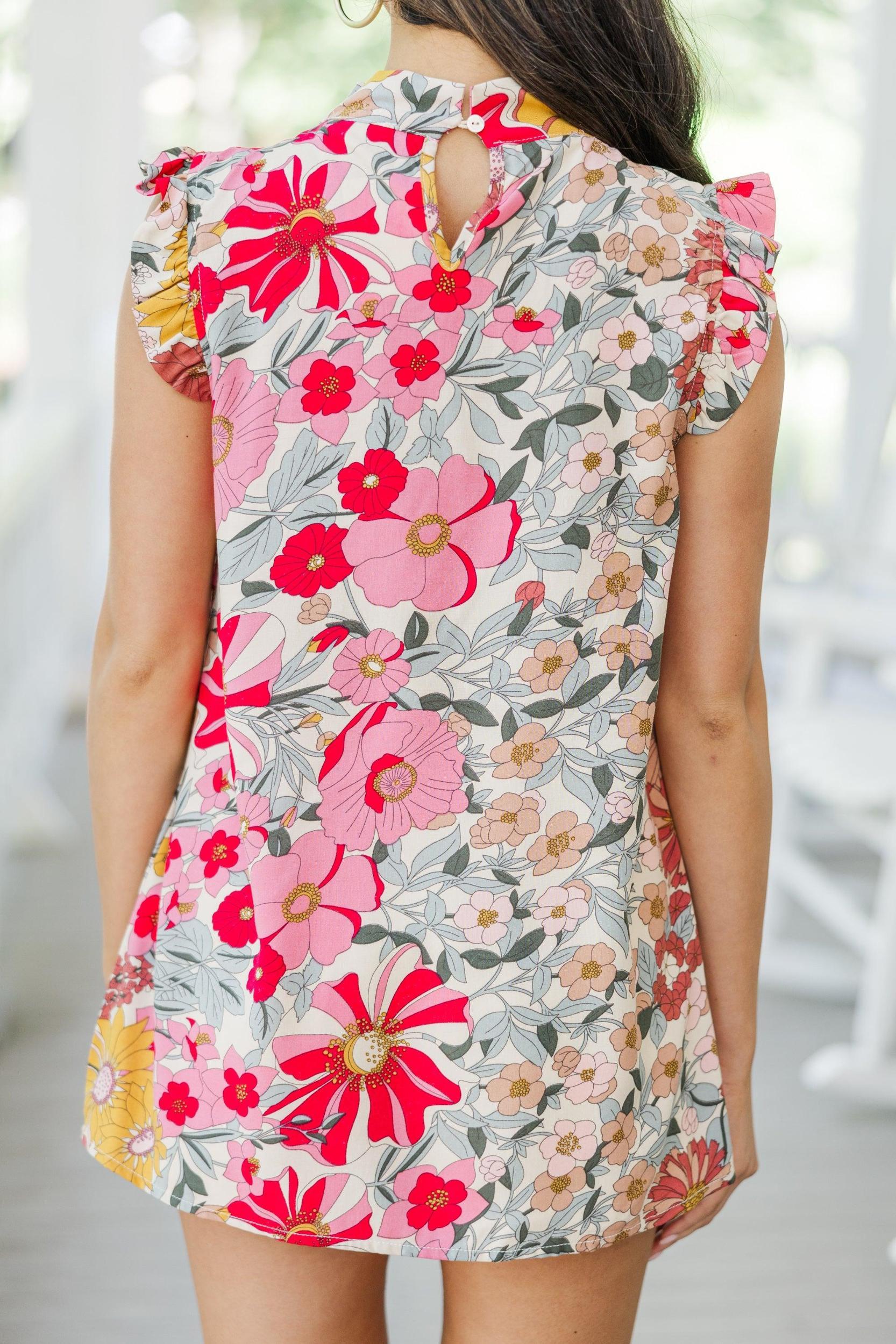 Put It To The Test Pink Floral Tank Female Product Image