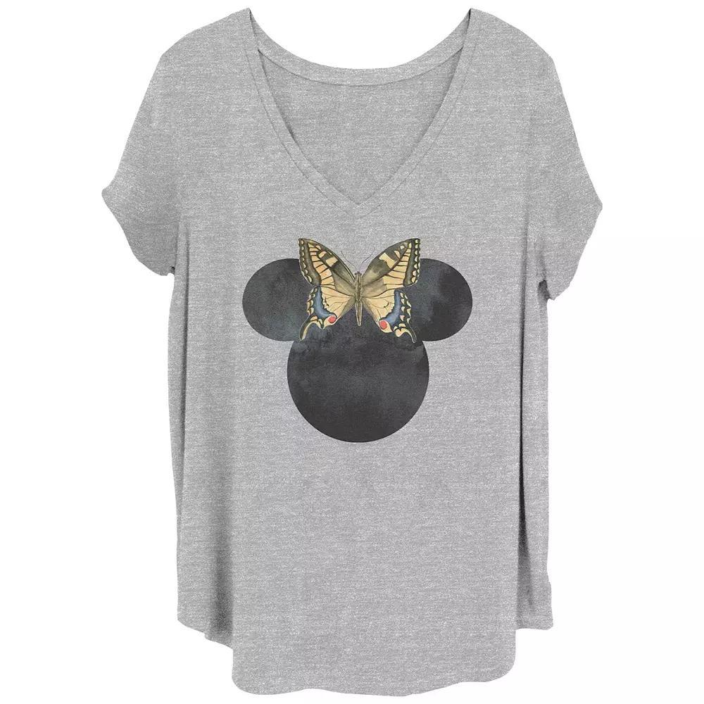 Disney's Minnie Mouse Butterfly Bow Juniors' Plus Graphic Tee, Women's, Size: 4XL, Grey Gray Product Image