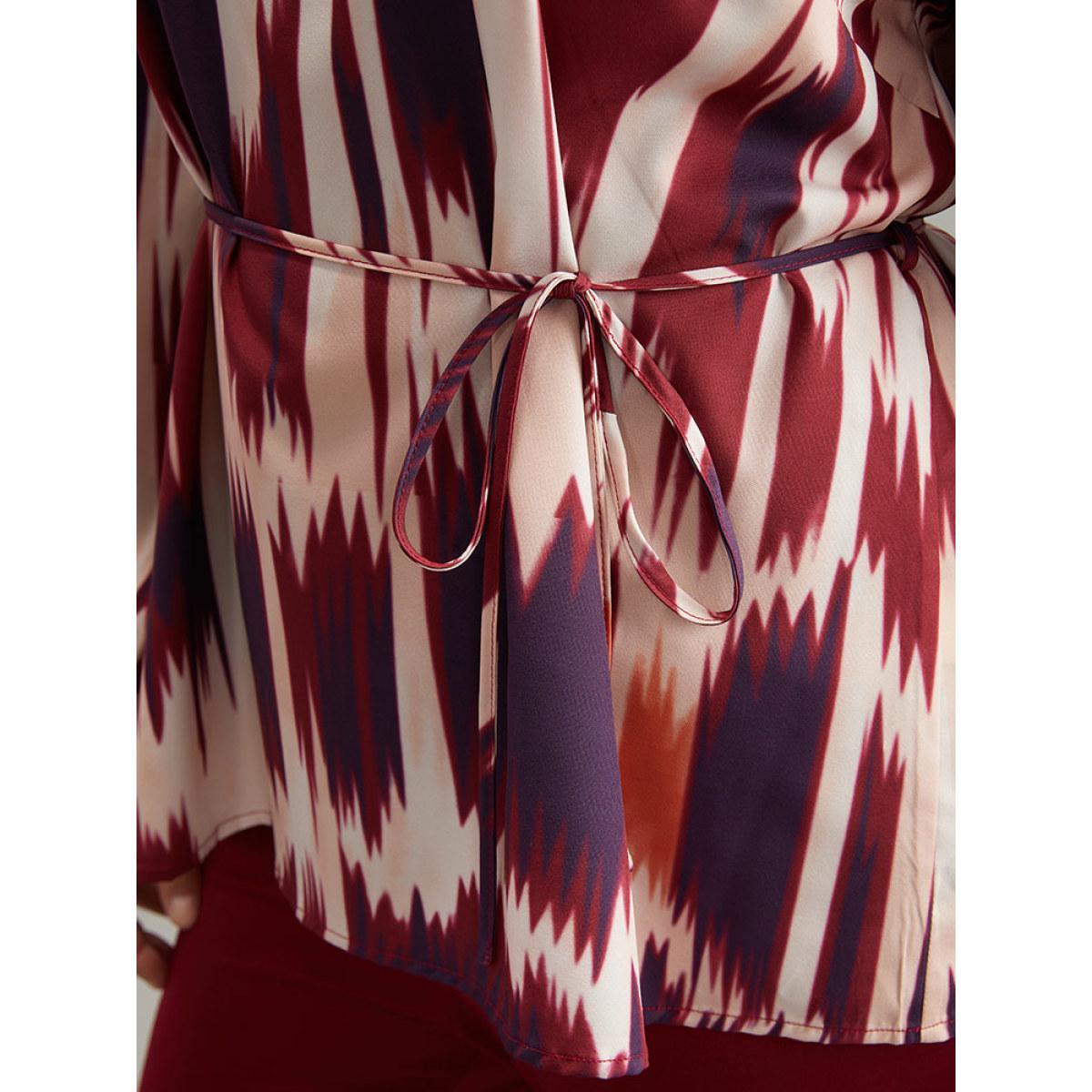 Plus Size Multicolor Tie Dye Print Ties Square Neck Blouse Women Office Long Sleeve Square Neck Dailywear Blouses BloomChic 26/4X Product Image