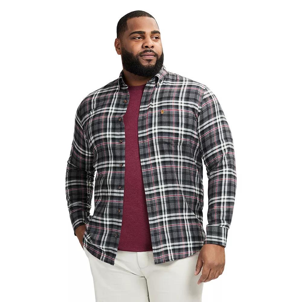 Big & Tall IZOD Stratton Flannel Long Sleeve Button Down Shirt, Men's, Size: 4XB, Asphalt Product Image