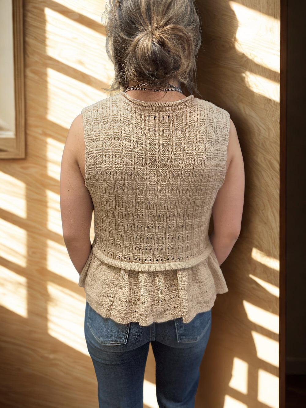 Front Tie Ruffled Hem Sweater Vest Product Image