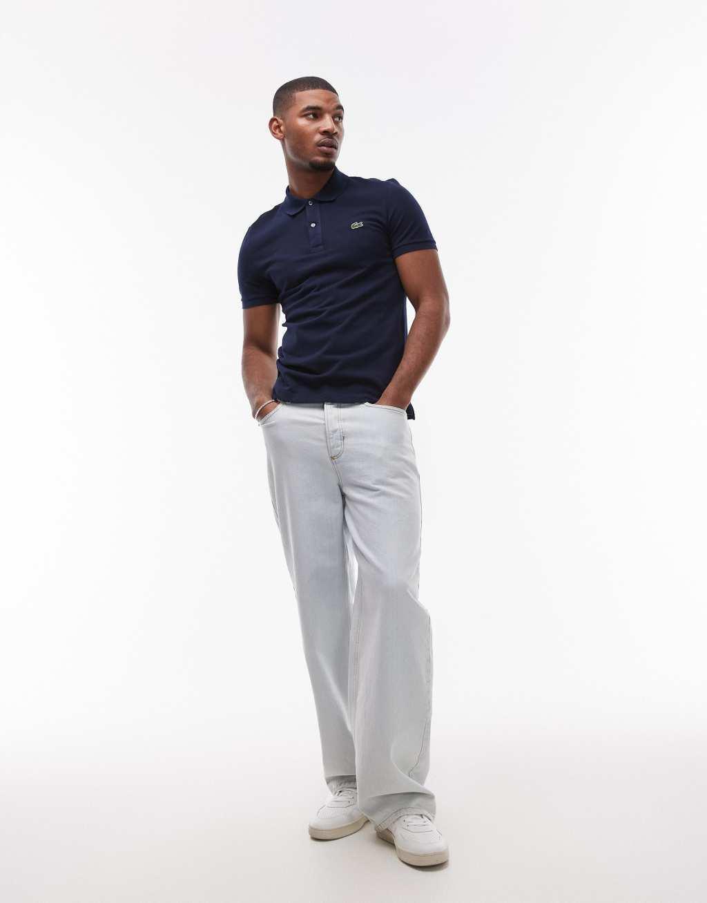 Lacoste slim fit pique polo in navy Product Image