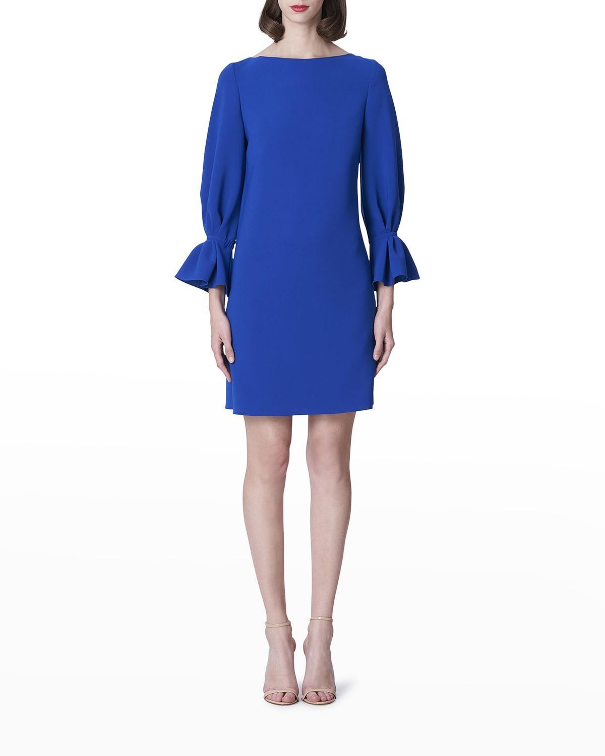 Womens Silk Puff-Sleeve Shift Minidress Product Image