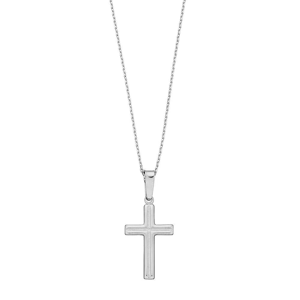 Sterling Silver Textured Cross Pendant Necklace, Women's, Size: 18" Product Image