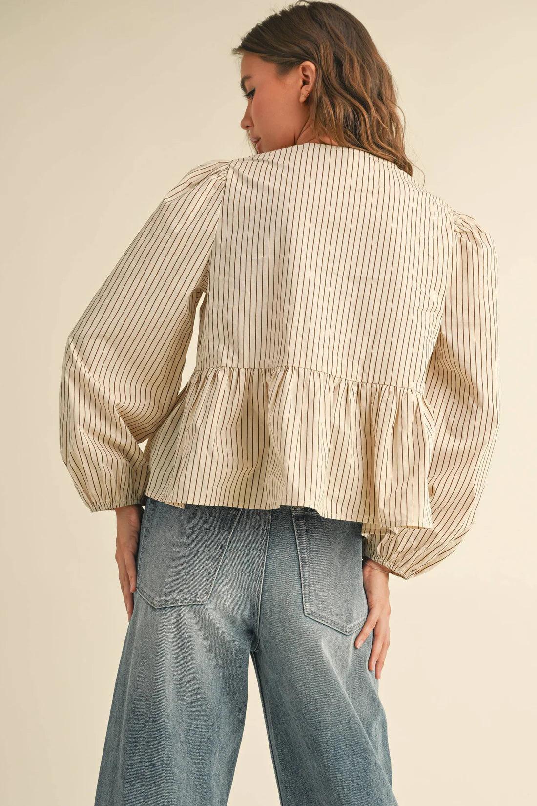 Striped Tie Front Top Product Image