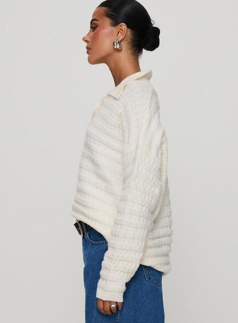 Autumnal Collared Sweater Cream Product Image