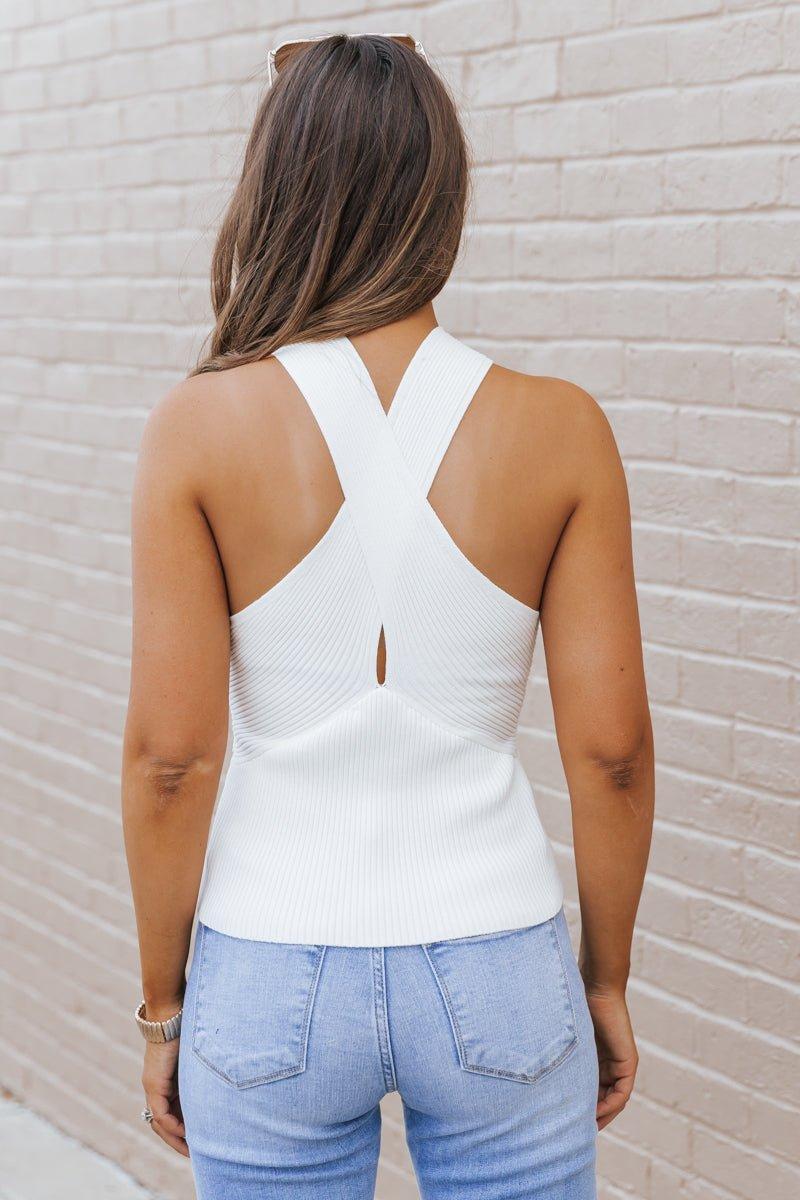 Cross Front Ribbed Tank Top - FINAL SALE Product Image