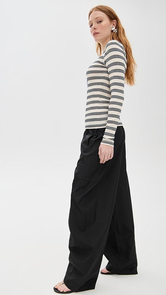 GANNI Striped Soft Cotton Rib Long Sleeve T-Shirt | Shopbop Product Image