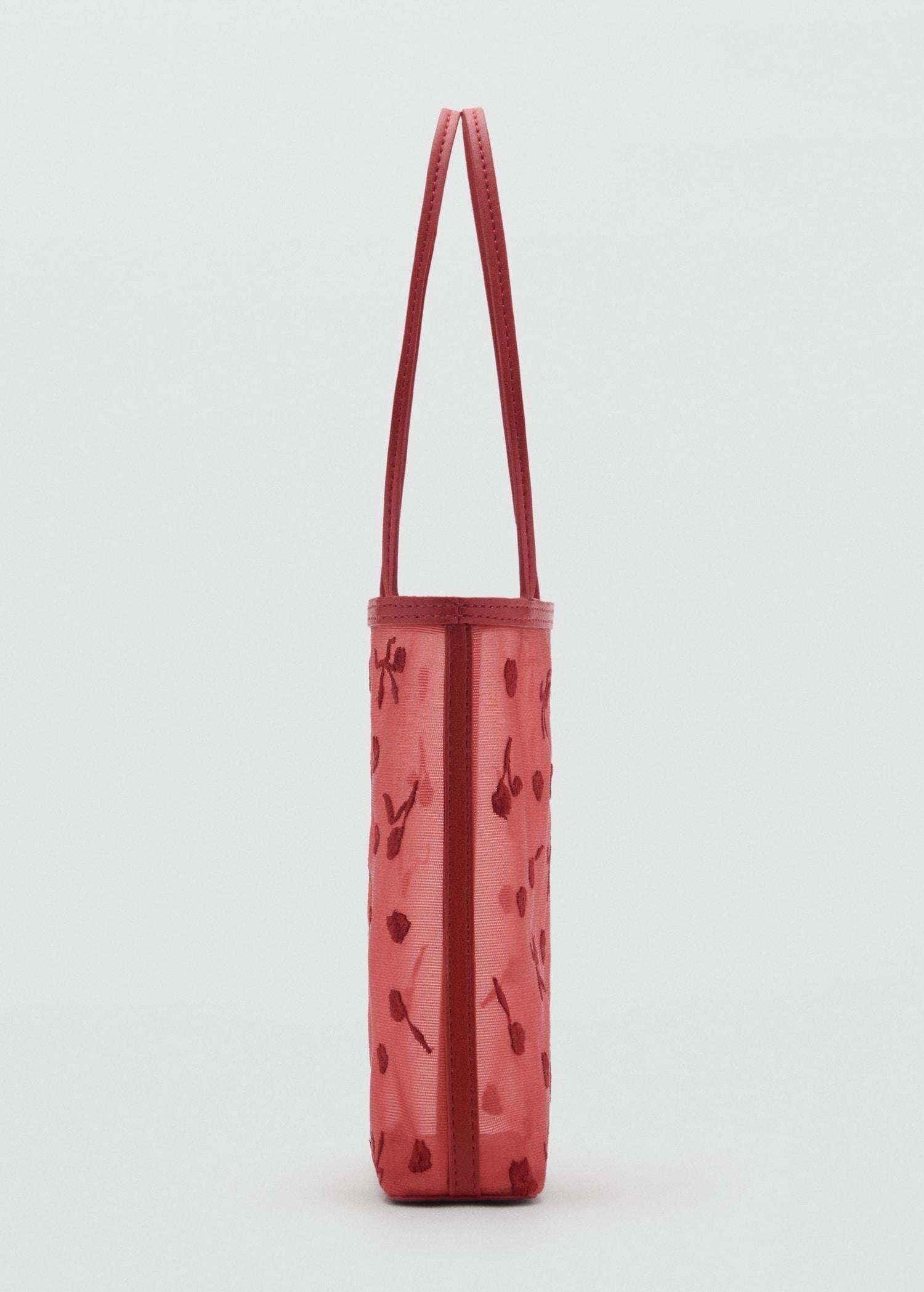 Flower-embroidered mesh bag - Women | MANGO USA Product Image