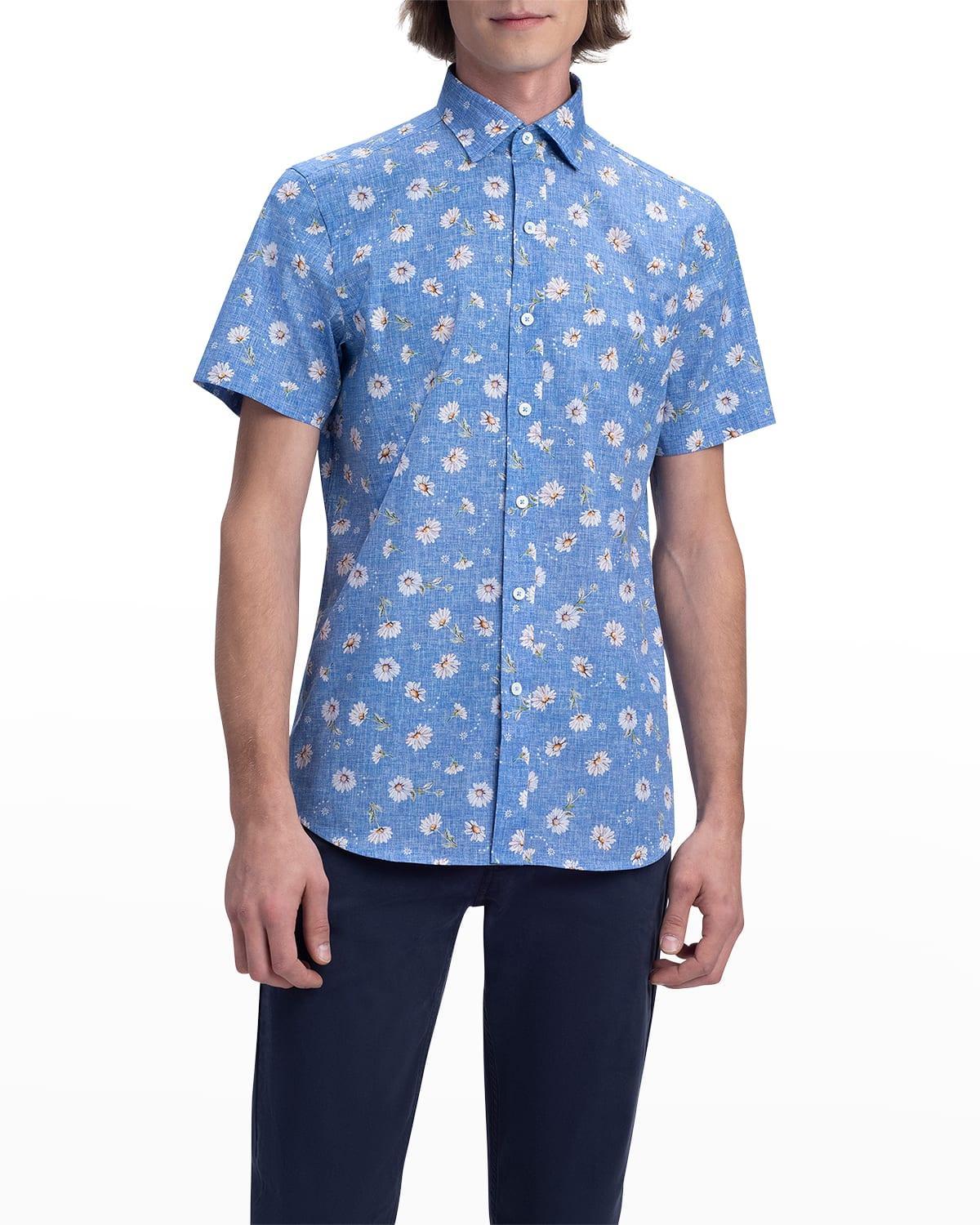 Mens Orson Shaped Short-Sleeve Comfort Stretch Shirt - Floral Product Image