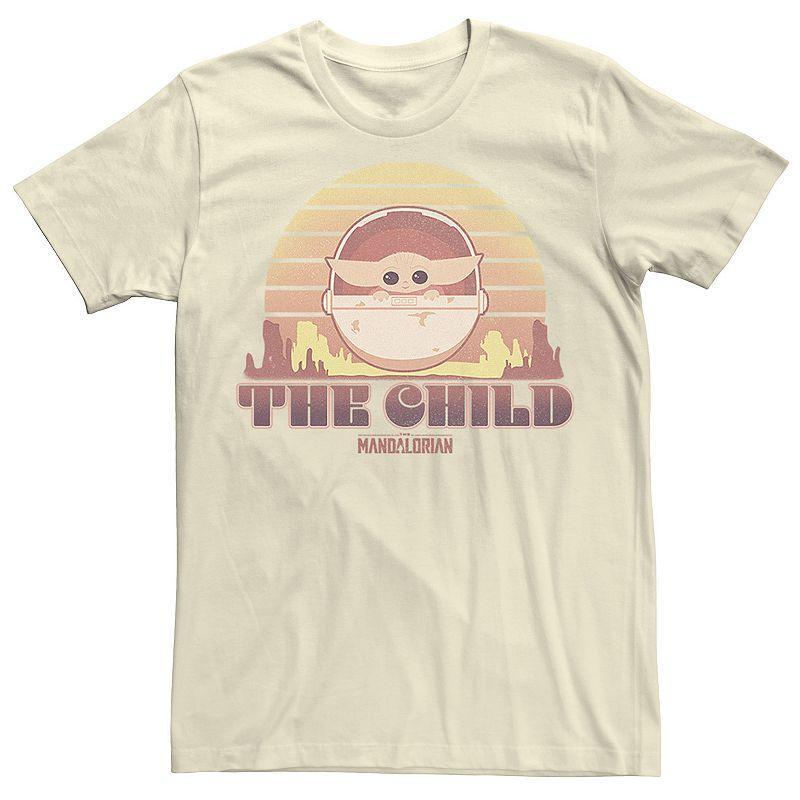 Men's Star Wars The Mandalorian The Child Retro Line Portrait Tee, Size: Medium, Natural Product Image
