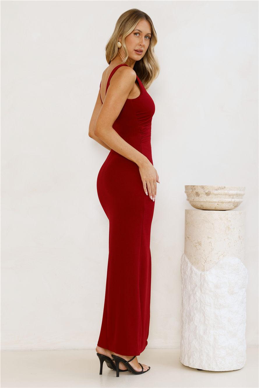 Starlit Grace Maxi Dress Burgundy Product Image