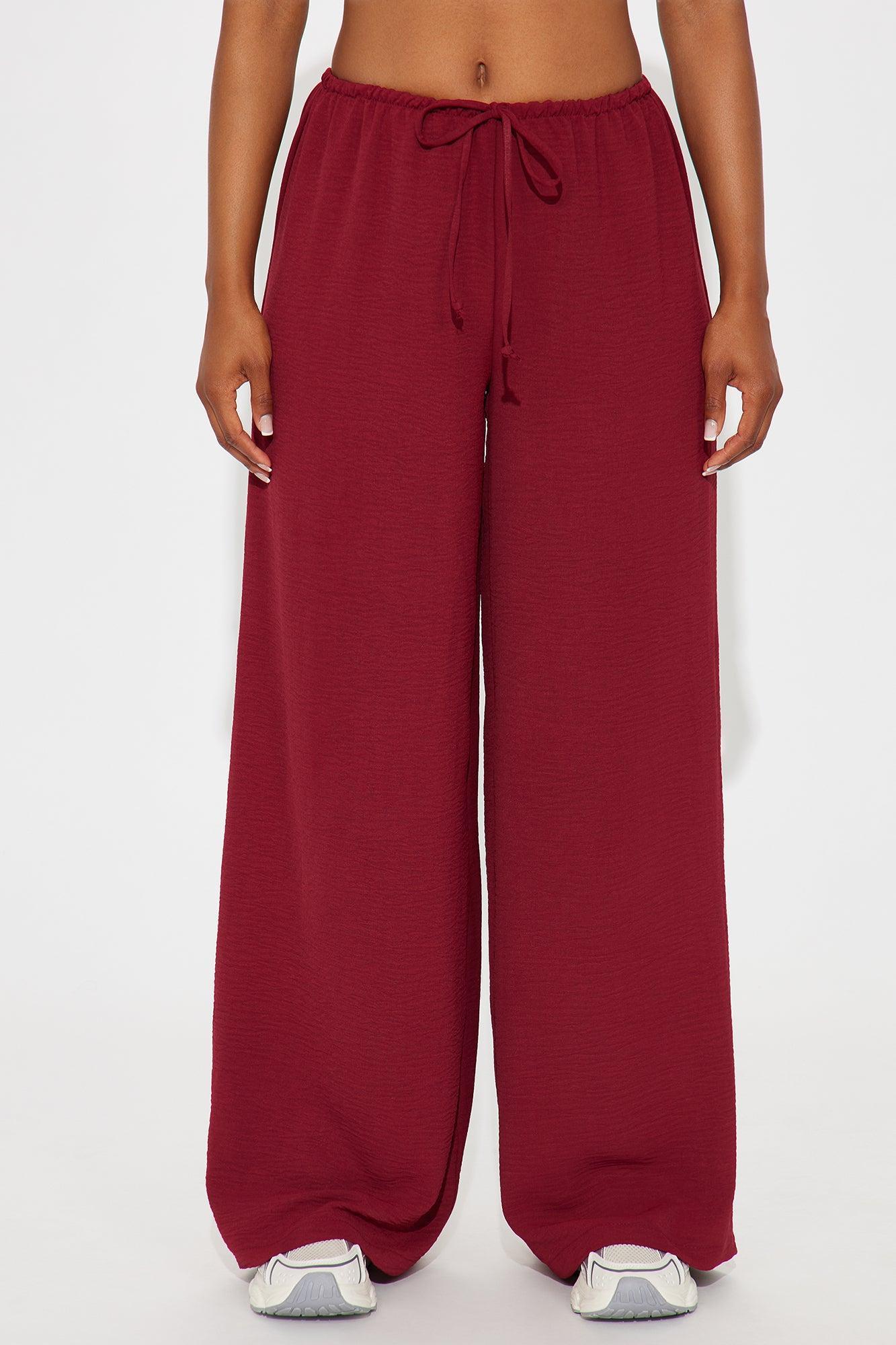 Running Errands Wide Leg Pant 32″ - Burgundy Product Image