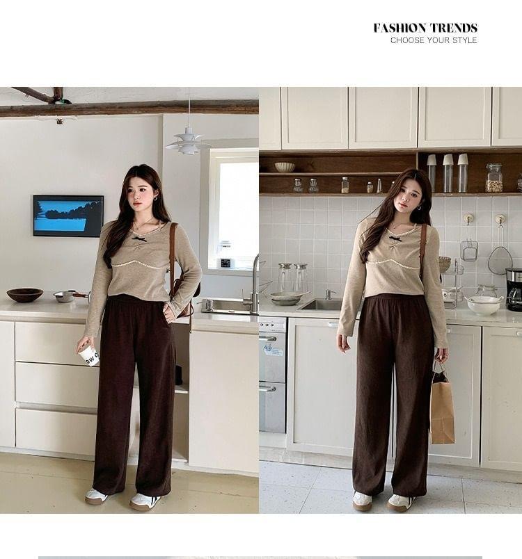 High Rise Corduroy Wide Leg Pants Product Image