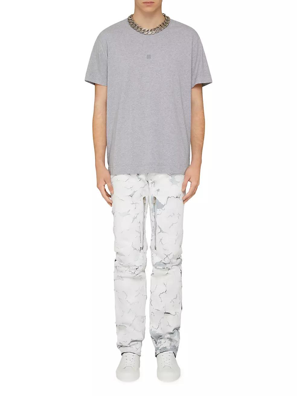 Painted Crackled Jeans with Zips Product Image
