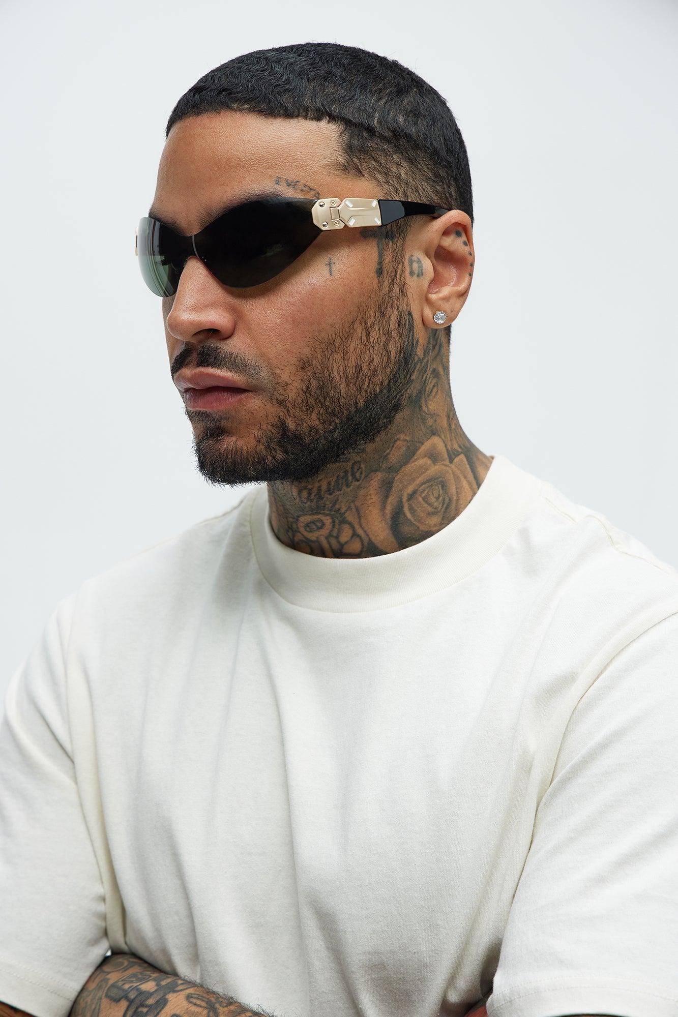 Lit Shield Sunglasses - Black/Green Product Image