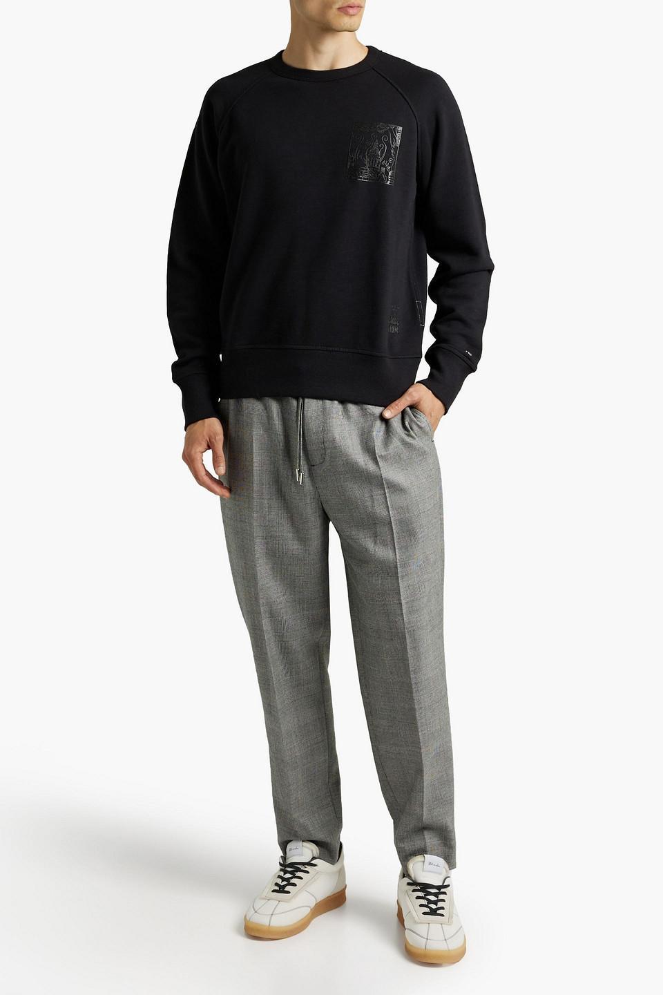 Printed French Cotton-terry Sweatshirt In Black Product Image