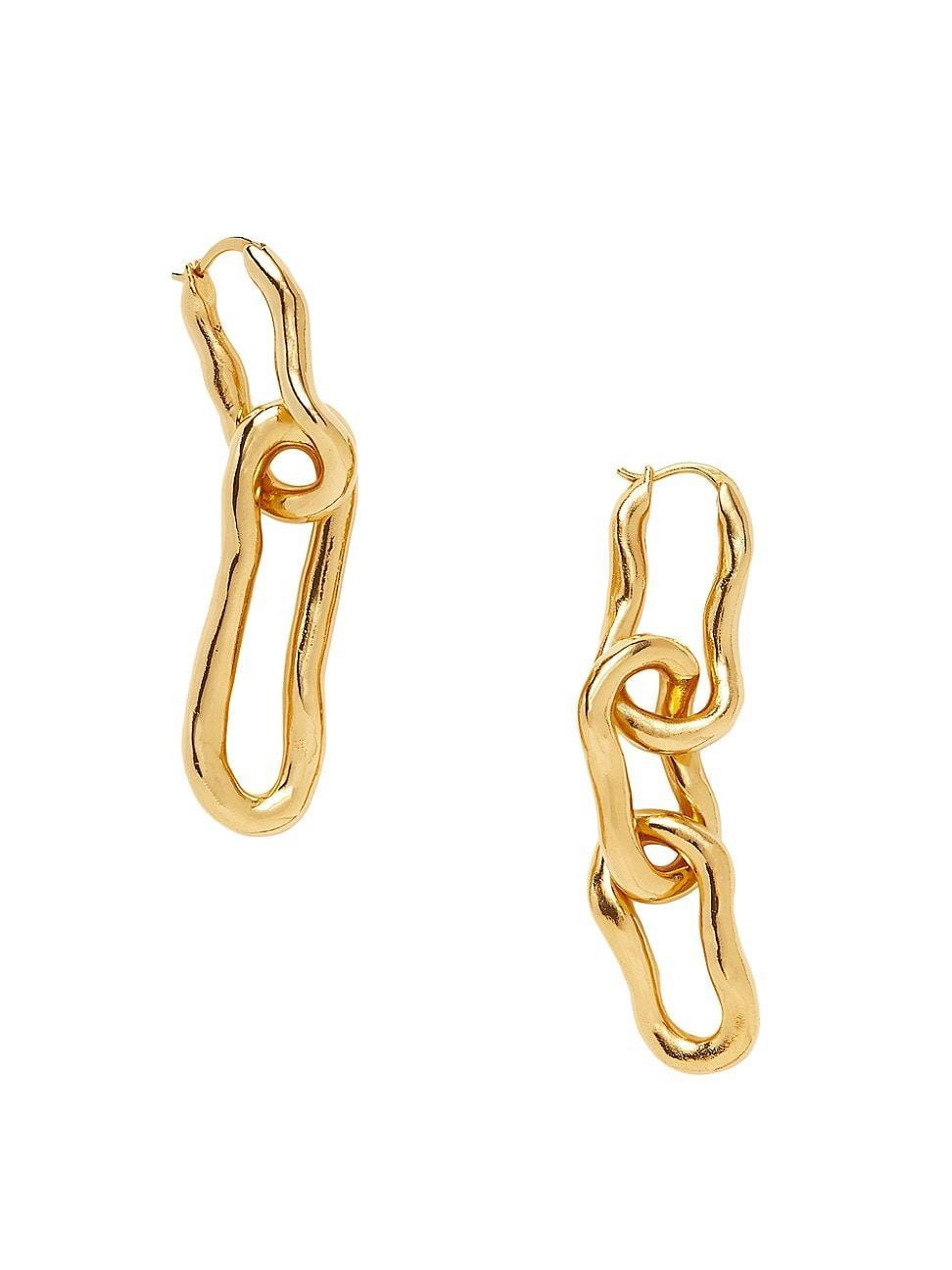 Womens Molten 18K-Gold-Plated Mismatched Drop Earrings Product Image