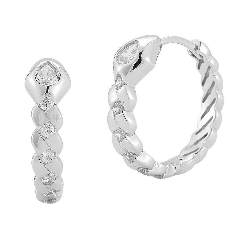 Sunkissed Sterling 14k Gold Over Silver Cubic Zirconia Snake Huggie Hoop Earrings, Womens, Gold Tone Product Image