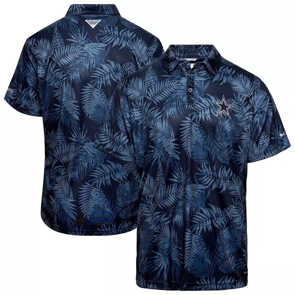 Men's Columbia Navy Dallas Cowboys PFG Super Terminal Tackle�� Omni-Shade�� Polo, Size: Large, Blue Product Image