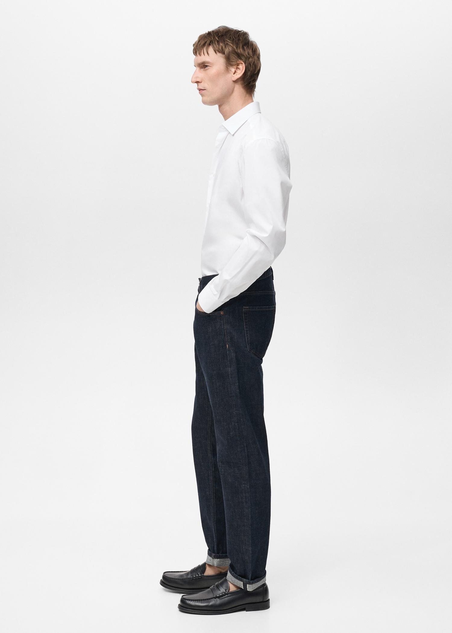 Regular-fit stretch cotton shirt - Men | MANGO USA Product Image