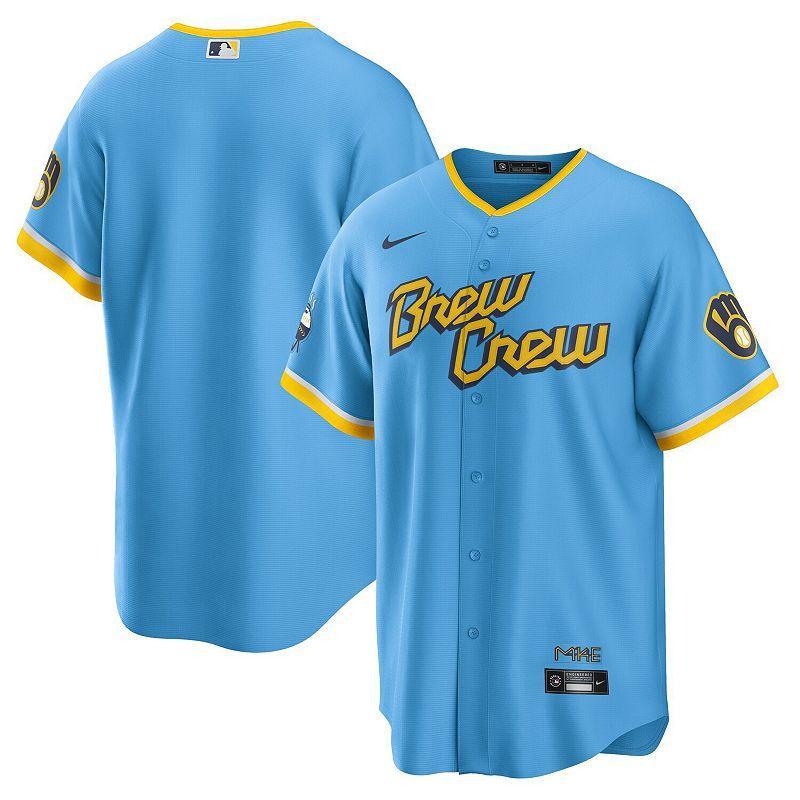 Men's Nike Powder Blue Milwaukee Brewers 2022 City Connect Replica Team Jersey, Size: XL, Light Product Image
