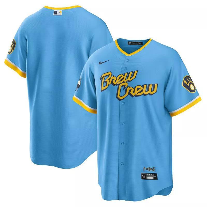 Men's Nike Powder Blue Milwaukee Brewers 2022 City Connect Replica Team Jersey, Size: XL, Light Product Image