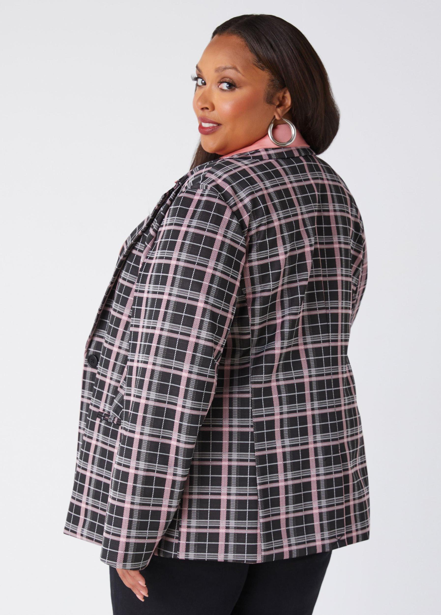 Plus Size Plaid Knit Straight Leg Trousers Ashley Stewart Product Image