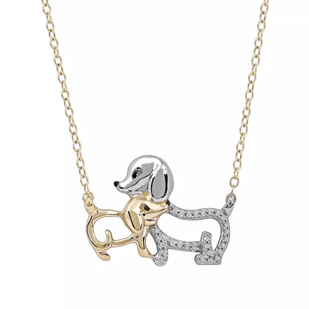 DeCouer 1/10 Carat T.W. Diamond Dog & Puppy Necklace, Women's, Size: 18", Gold Tone Product Image