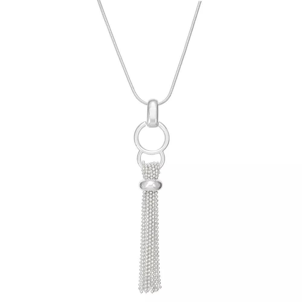 Napier Silver Tone Tassel Necklace, Women's Product Image
