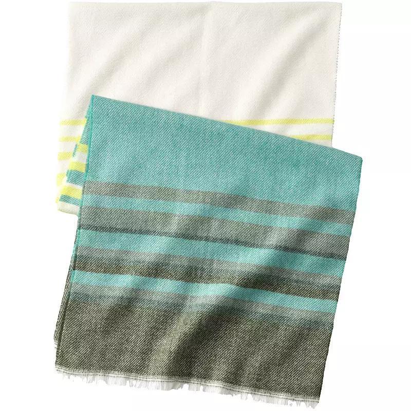 Women's Lands' End CashTouch Pattern Scarf, Ivory Plum Plaid Product Image