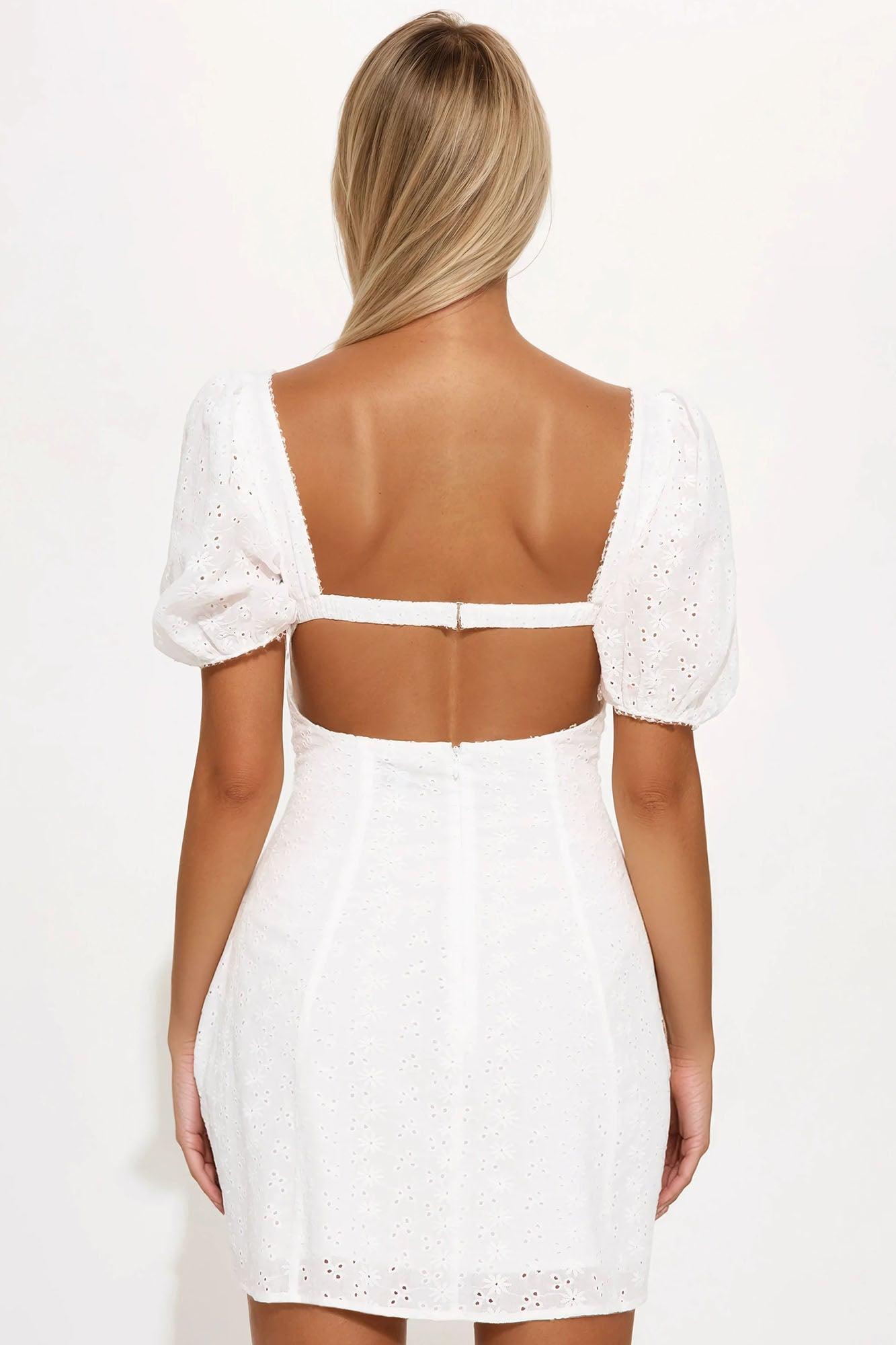 Kaelyn Eyelet Micro Mini Dress - White Product Image