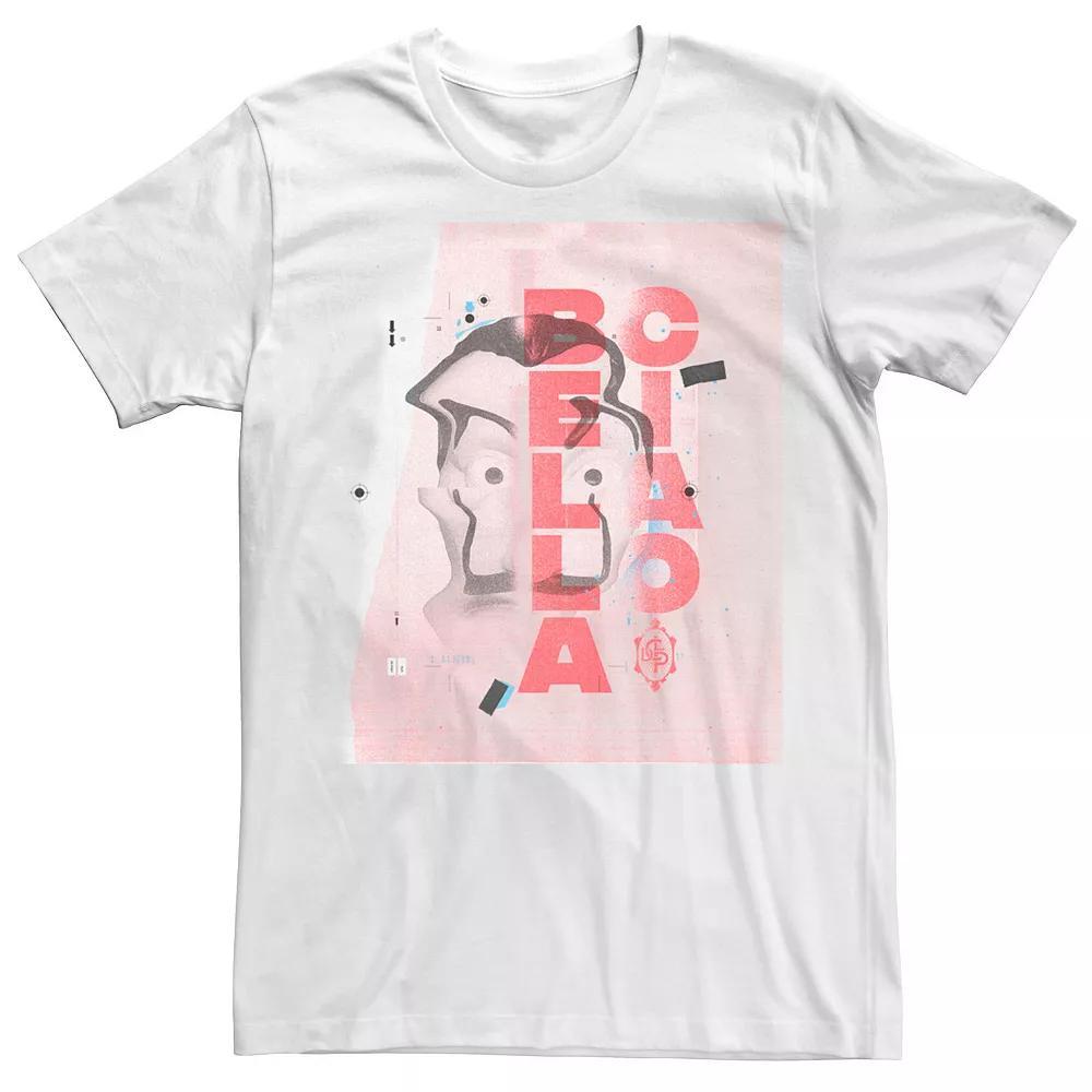 Men's Netflix La Casa De Papel Warped Mask Tee, Size: Large, White Product Image