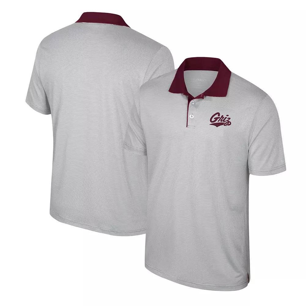 Men's Colosseum Gray Montana Grizzlies Tuck Striped Polo, Size: XXL, Mon Grey Product Image