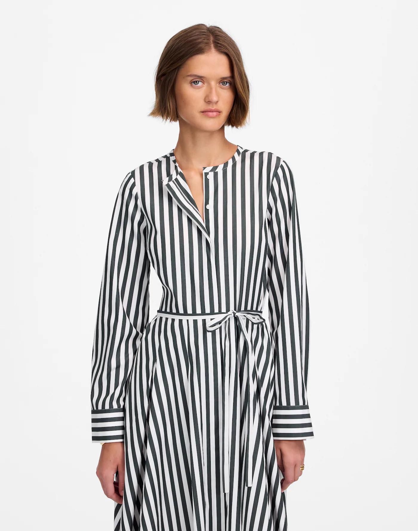 Tie-Waist Midi Shirtdress in Stripe Product Image