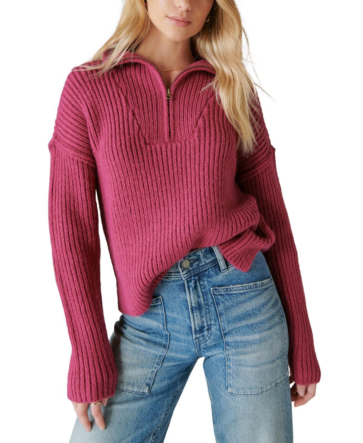 Lucky Brand 1/2 Zip Pullover Sweater (Whisper ) Women's Sweater Product Image